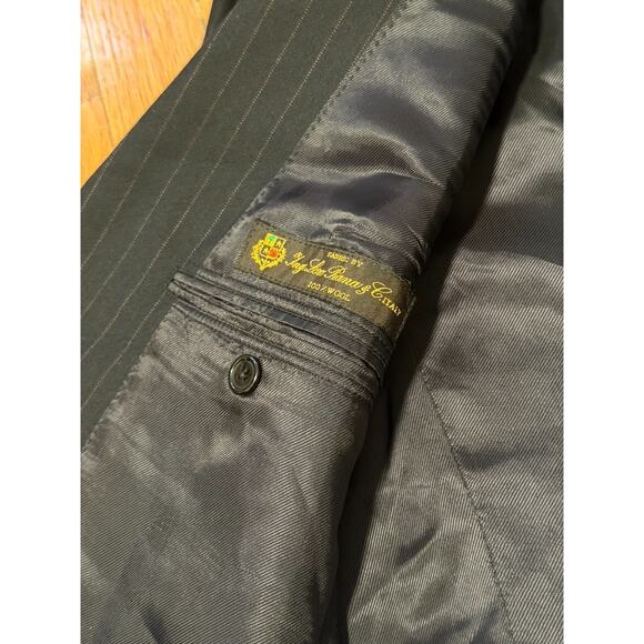 Brooks Brothers Fitzgerald Wool Navy Blue Striped Blazer Loro Piana USA 41R 40R - Picture 4 of 6